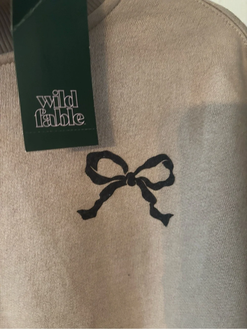wild fable Beige Sweatshirt with Black Bow Motif - Picture 2 of 3
